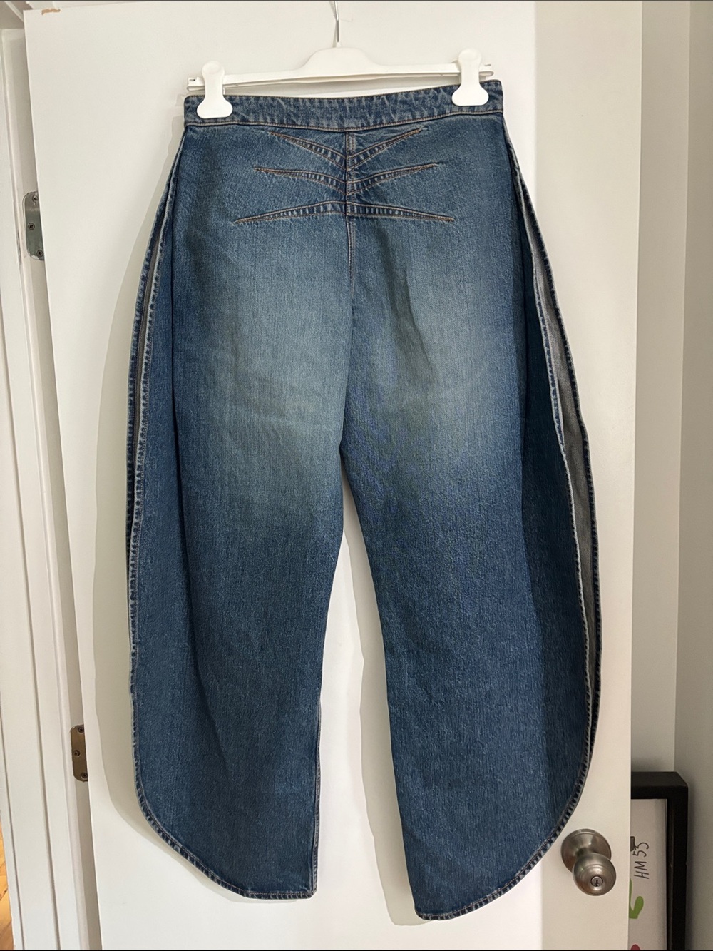 Alaïa Petal Blue Wide-Leg Curved Hem Jeans NWT FR 36 / US 4 - Picture 2 of 10
